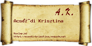 Acsádi Krisztina névjegykártya